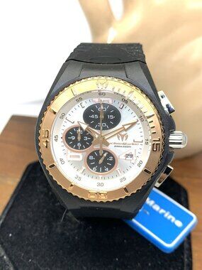 Technomarine Women's Watch TM-115292 Quartz Rose Gold Silver Rubber Strap 40mm